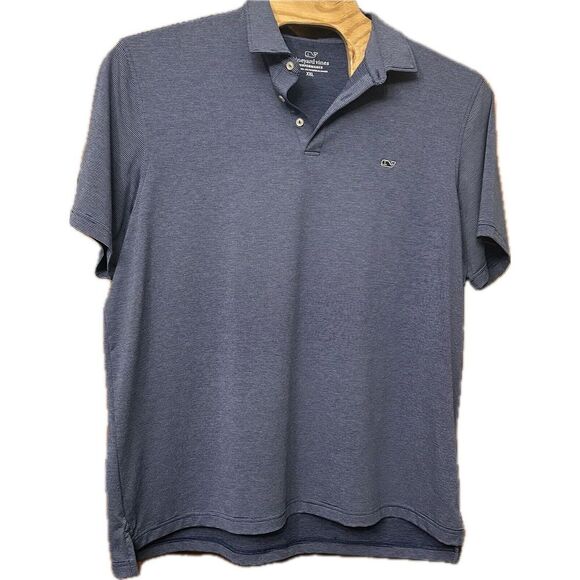 Vineyard Vines Other - Vineyard Vines Performance Polo Shirt XXL 2XL Blue Striped Logo Mens